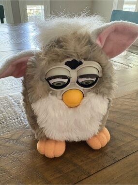 Vintage Furby Plush Small Pet Toy - Gray and White